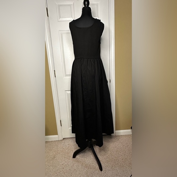Quince Organic Cotton Black Maxi A-Line Mixed Media Dress - Picture 3 of 6